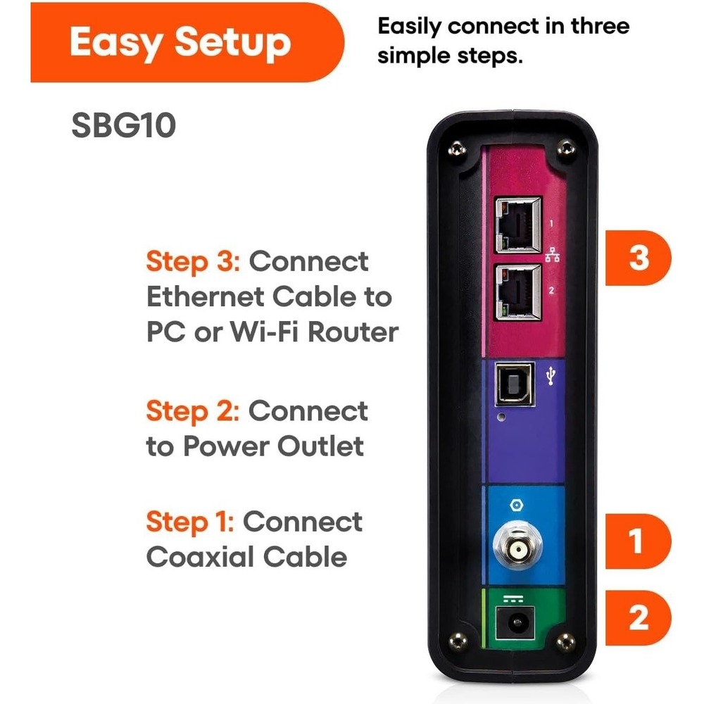 ARRIS SBG10 DOCSIS 3.0 Modem Router Combo – AC1600 WiFi, Xfinity/Cox, 400Mbps - Picture 12 of 13
